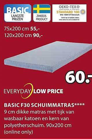 Jysk Basic f30 schuimmatras aanbieding