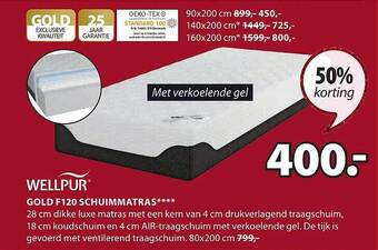 Jysk Wellpur gold f120 schuimmatras aanbieding