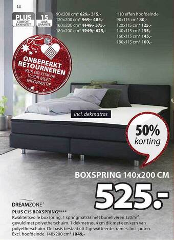 Jysk Dreamzone plus c15 boxspring aanbieding