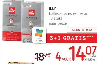 Spar Colruyt Illy koffiecapsules espresso 3+1 gratis aanbieding