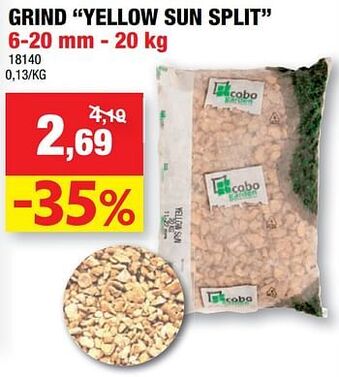 Hubo Grind yellow sun split aanbieding