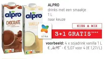 Spar Colruyt Alpro sojadrink vanilla 1L 3+1 gratis aanbieding