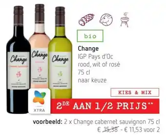 Spar Colruyt Change cabernet sauvignon 75CL aanbieding