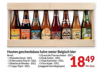 Intermarché Houten geschenkdoos halve meter belgisch bier aanbieding