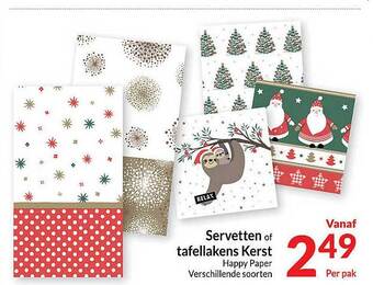Servetten of tafellakens kerst
