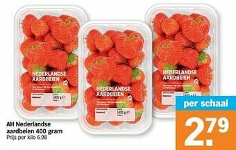 Albert Heijn Ah nederlandse aardbeien aanbieding