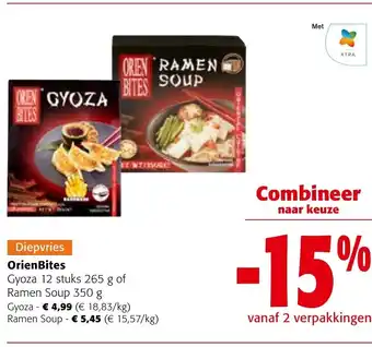 Colruyt OrienBites Gyoza 12 stuks 265g of Ramen Soup 350 g aanbieding