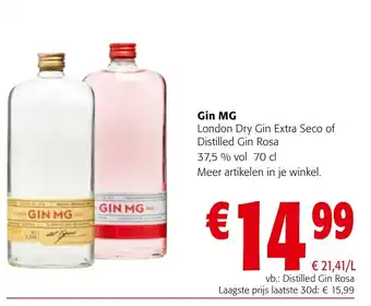 Colruyt Gin MG London Dry Gin Extra Seco of Distilled Gin Rosa 37,5% vol 70 cl aanbieding