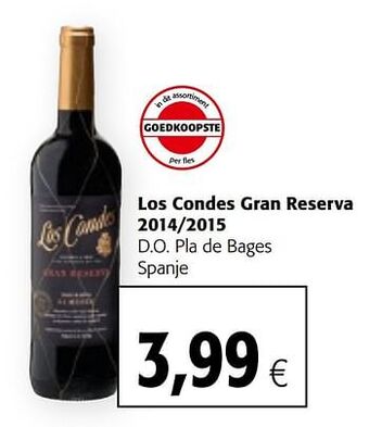 Colruyt Los condes gran reserva 2014-2015 d.o. pla de bages spanje aanbieding