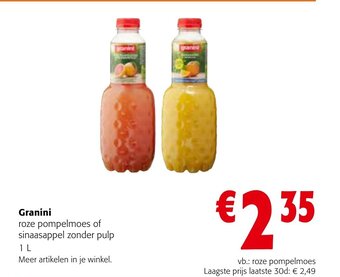 Granini Roze pompelmoes of sinaasappel zonder pulp 1L