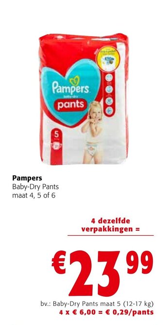 Colruyt Pampers Baby-Dry Pants maat 4, 5 of 6 aanbieding