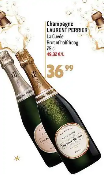 Louis Delhaize Champagne laurent perrier la cuvée brut of halfdroog aanbieding