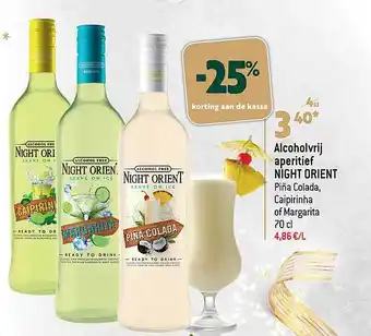 Louis Delhaize Alcoholvrij aperitief night orient piña colada caipirinha of margarita aanbieding