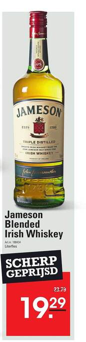 Sligro Jameson blended irish whiskey aanbieding