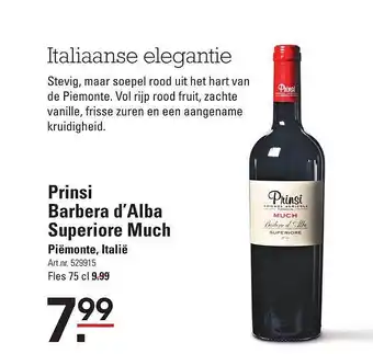 Sligro Prinsi barbera d'alba superiore much aanbieding