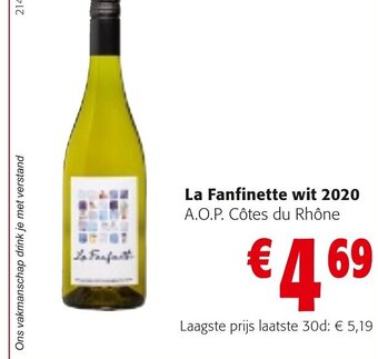 La Fanfinette Wit 2020 A.O.P. Cotes du Rhone