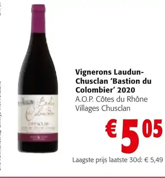 Colruyt Vignerons Laudun-Chusclan Bastion Du Colombie 2020 A.O.P. Cotes du Rhone Villages Chusclan aanbieding
