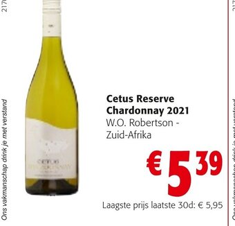 Colruyt Cetus Reserve Chardonnay 2021 aanbieding