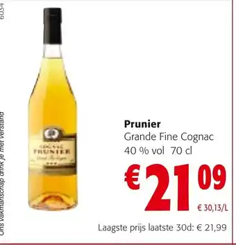 Prunier Grande Fine Cognac 40% Vol 70cl
