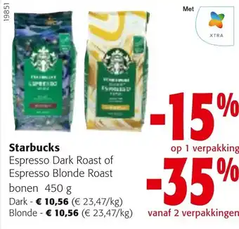 Colruyt Starbucks Espresso Dark Roast of Espresso Blonde Roast Bonen 450g aanbieding