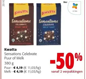 Colruyt Kwatta Sensations Celebrate Puur of Melk 380g aanbieding