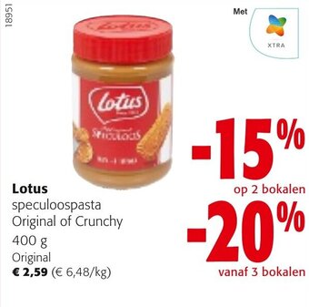 Colruyt Lotus Speculoospasta Original of Crunchy 400g aanbieding
