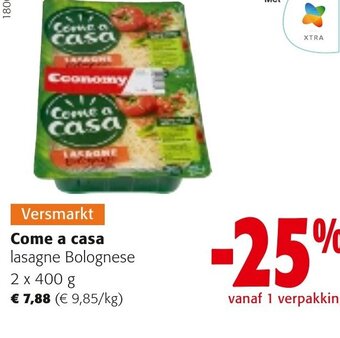 Colruyt Come A Casa Lasagne Bolognese 2 x 400g aanbieding