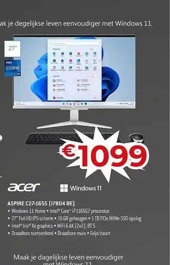 Exellent Acer aspire c27-1644 (i7804 be) aanbieding