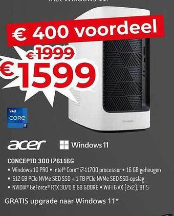Exellent Acer conceptd 300 i76116g aanbieding
