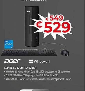 Exellent Acer aspire xc-1760 (i5402 be) aanbieding