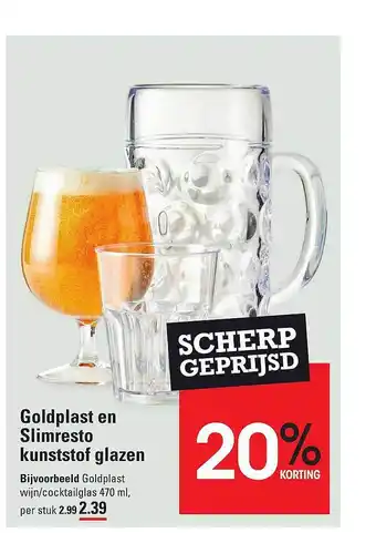 Goldplast en slimresto kunstof glazen