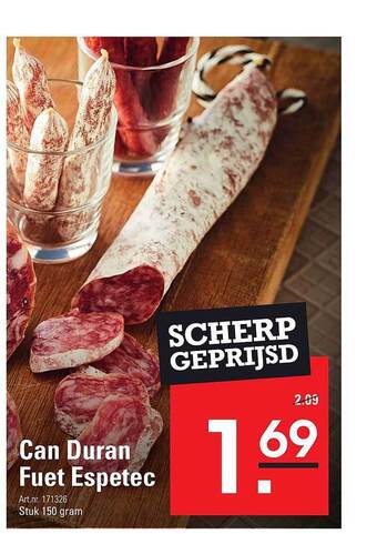 Sligro Can duran fuet espetec aanbieding
