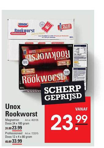 Sligro Unox rookworst aanbieding