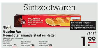 Sligro Gouden aar roomboter amandelstaaf en -letter aanbieding