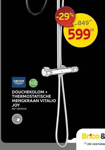 Brico Douchekolom + thermostatische mengkraan vitalio joy aanbieding