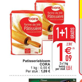 Cora Cora Patisseriebloem 1kg 1+1 gratis aanbieding