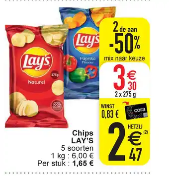Cora Lay's chips 5 soorten 2x275g aanbieding