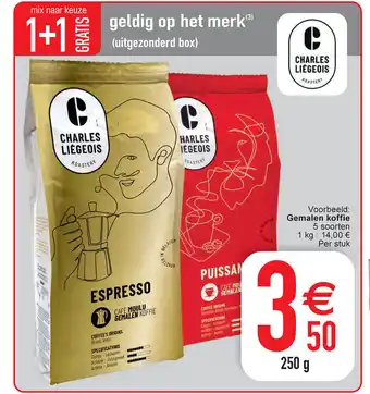 Cora Gemalen koffie 5 soorten 250g 1+1 gratis aanbieding