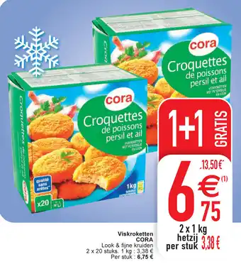 Cora Cora viskroketten 1kg 1+1 gratis aanbieding
