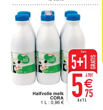 Cora Halfvolle melk cora 1L 5+1 gratis aanbieding