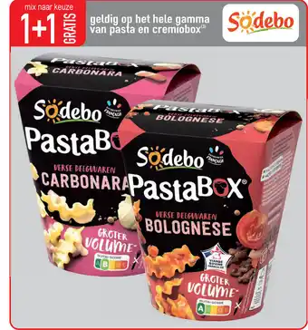 Cora Sodebo pastabox 1+1 gratis aanbieding