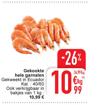 Cora Gekookte hele garnalen aanbieding