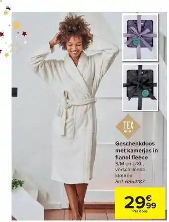 Carrefour Geschenkdoos met kamerjas in flanel fleece aanbieding