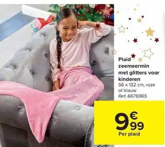 Plaid zeemeermin met glitters voor kinderen