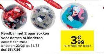 Kerstbal met 2 paar sokken voor dames of kinderen