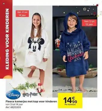 Carrefour Harry potter fleece kamerjas met kap voor kinderen aanbieding