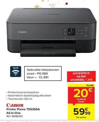 Carrefour Canon printer pixma ts5350a all-in-one aanbieding