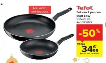 Carrefour Tefal Set van 2 pannen Start Easy 22/28 cm Ref. 6606175 aanbieding