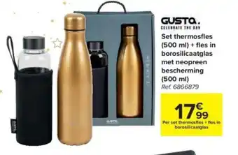 Gusta Set thermosfles (500ml) + fles in borosilicaatglas met neopreen bescherming (500 ml) Ref. 6866879