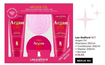 ICI PARIS XL Lee Stafford Set Argan Oil Shampoo 250ml+ Conditioner 250ml + Masker 200ml + Borstel aanbieding